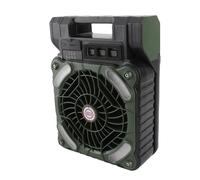 Ventilateur Solaire 5200 MAh, Moteur sans Balais, 4 Vitesses Réglables, Minuterie LED pour Camping, Pêche, Activités de Plein Air, Métal ABS 17 X 7,6 X 23 Cm (Vert OD)