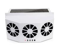Ventilateur solaire blanc de voiture avec double puissance et grille d'aération à 3 têtes, ventilateur d'extraction de fenêtre voiture pour le refroidissement et l'élimination du brouillard