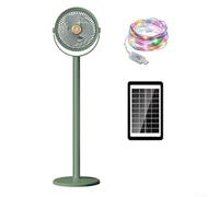 Ventilateur solaire compact sur pied sans fil 5 vitesses oscillant portable avec lumière RVB pour extérieur (vert)