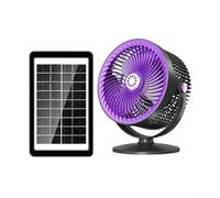 Ventilateur solaire de camping portable rechargeable pour lampe LED à piles Oscillation à 360° Utilisation sur table (gris)