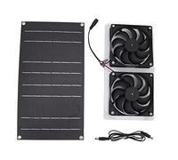 Ventilateur Solaire, Kit de Ventilateur D'échappement Solaire 100 W IP67 étanche Double Ventilateur à énergie Solaire pour Serre, Abri de Jardin, Poulailler, Ventilation de Niches pour Chiens