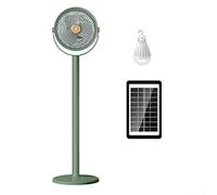 Ventilateur solaire rechargeable à 5 vitesses, design compact et léger avec lumière LED et contrôle du flux d'air vertical complet (vert)