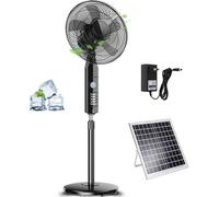 Ventilateur solaire rechargeable sur pied - Ventilateur oscillant sur pied avec 3 réglages de vitesse et deux méthodes de charge pour ateliers, patios et garages