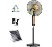 Ventilateur solaire rechargeable sur pied - Ventilateur oscillant sur pied avec 3 réglages de vitesse et deux méthodes de charge pour ateliers, patios et garages