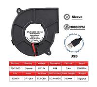 Ventilateur Soufflant, 2 pièces LOT DC 5V 12V 24V USB 2Pin 75mm 75x30mm 7530 ventilateur centrifuge de refroidissement à flux d'air 7cm 70mm radiateur Turbo(5V SLEEVE USB_NO RGB)