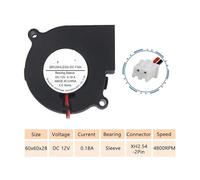 Ventilateur soufflant, Lot de 5 Ventilateurs centrifuges à roulement à Billes 12 V 2 Broches 60 mm 6 cm 60 x 28 mm 6028 Silencieux(5PCS-12V-SLEEVE_NO RGB)