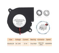 Ventilateur soufflant, Lot de 5 Ventilateurs centrifuges à roulement à Billes 12 V 2 Broches 60 mm 6 cm 60 x 28 mm 6028 Silencieux(5PCS-24V-DUAL Ball_NO RGB)