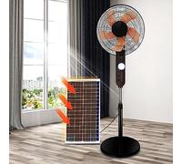 Ventilateur sur Pied à Haute Vitesse de 40,6 cm avec lumière, Ventilateur Solaire sur Pied, Ventilateur de Sol oscillant pour Garage résidentiel Commercial Industriel, Noir