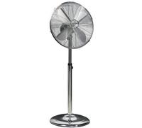Farelek Ventilateur sur pied ARIZONA 50W Ø40cm, métal chromé, hauteur 90-125cm, 4 pales métal chromées, 3 vitesses, tête oscillante 160°, Gris