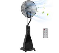 HOMCOM Ventilateur brumisateur sur roulettes ventilateur sur pied 90 W télécommande affichage LED télécommande minuterie 3 modes 3 vitesses oscillant, inclinable réservoir 3L - noir
