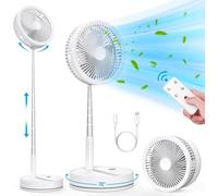 Ventilateur sur pied portable pliable oscillant 8,6" 8 000 mAh Batterie rechargeable USB C Petit ventilateur de table avec télécommande, piédestal silencieux pour maison, sommeil, bureau, voyage