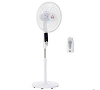 Ventilateur sur pied puissant - HOMCOM - réglable en hauteur - télécommande, 3 vitesses, oscillation et minuterie - Blanc