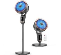 Ventilateur sur Pied Turbo Silence, Silencieux 20dB, Oscillation Omnidirectionnelle 120°, Débit d’Air 1615 m³/h, Portée 27m, 12 Vitesses, 3 Modes, Hauteur Réglable 53-110cm, Moteur DC, Minuterie 12H
