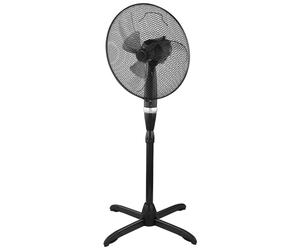 Ventilateur sur pied ventilateur de refroidissement sur pied, oscillant sur 3 niveaux réglables en hauteur, métal chromé noir, 55 watts, LxlxH 62x43x135cm