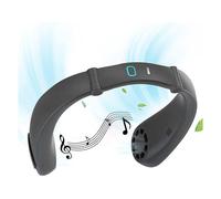 Ventilateur suspendu au cou, haut-parleur Bluetooth, Machine tout-en-un, lecteur de charge USB, ventilateur de musique de Sport, conception d'écouteurs (noir)