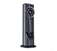 Ventilateur tour avec design sans pale, lampe de bureau LED et six vitesses réglables, équipé d'une minuterie pour jusqu'à 6 heures de fonctionnement dans la chambre ou le bureau (noir)
