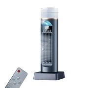 Ventilateur tour avec télécommande à 6 vitesses et fonction minuterie, 12 x 12 x 34,5 cm, ventilateur de refroidissement oscillant silencieux, circulation d'air tour sans pales pour maison, chambre à