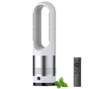 Ventilateur tour chaud et frais avec télécommande, ventilateur sans pales de 45,7 cm, oscillant à 80°, 8 vitesses, minuterie 8H, écran LED, ventilateur de circulation d'air, purificateur d'air sur