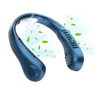Ventilateur tour de cou portable, 1800 mAh, mini ventilateur tour de cou rechargeable sans pales avec flux d'air à 360°, 5 vitesses, tour de cou réglable, ventilateur portable mains libres (bleu)