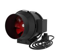 Ventilateur tubulaire - 200 mm - Raccord 130 W - Pour tentes de culture, industrie - Intensité variable - Câble de 2,4 m - Prise européenne (1000 m³/h (réglable)