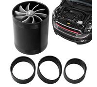 Ventilateur Turbo d'Admission Économiseur d'Énergie Double Ventilateur | Pièces Turbo Remplacement Universel, Économe Carburant, Boost Admission Double Hélice Noir
