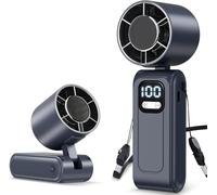 Ventilateur Turbo Portable 16000rpm, 1-100 Vitesses Réglables, USB-C 5000mAh jusqu’à 16h, Mini avec Écran LED, Ultra Silencieux - Pour Enfants, Adultes, Voyage Plein Air