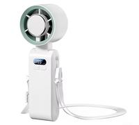 Ventilateur turbo portable avec batterie 3600 mAh, fonction refroidisseur de glace, design pliable à 90 degrés, vitesses réglables de 1 à 199 pour refroidissement (blanc)