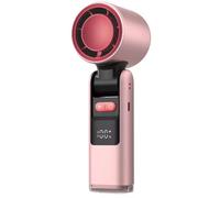 Ventilateur turbo portable avec refroidisseur de glace, 4000 mAh, USB, haute vitesse, avec écran LED, 100 vitesses réglables, pliable, mini ventilateur personnel rechargeable avec lampe de poche (rose