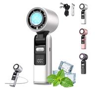 Ventilateur turbo portable multifonction avec technologie de refroidissement à glace - Batterie rechargeable de 4000 mAh, 5 vitesses réglables, pliable à 135 ° pour voyage, bureau, activités de plein