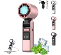 Ventilateur turbo portable multifonction avec technologie de refroidissement à glace - Batterie rechargeable de 4000 mAh, 5 vitesses réglables, pliable à 135° pour voyage, bureau, activités de plein