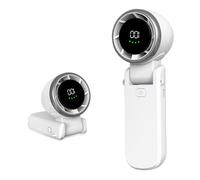Ventilateur turbo portable pliable à 5 vitesses, petit ventilateur électrique haute vitesse, mini ventilateur de refroidissement 3 en 1 pour main/bureau/cou, 4 000 mAh (blanc-B)