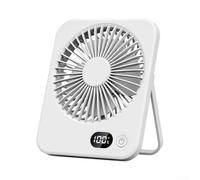 Ventilateur ultra fin rechargeable avec 5 vitesses réglables pour des expériences de voyage confortables (blanc)