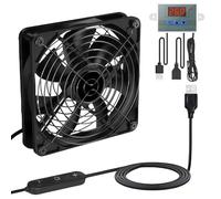 Ventilateur USB 120 mm avec régulateur de température numérique : WIYETY 5 V Ventilateur de refroidissement pour PC 10 vitesses réglables pour PS5, ordinateur portable, TV, home cinéma, armoire AV
