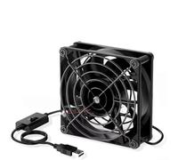 Ventilateur USB à contrôle de température numérique avec 3 réglages de vitesse, parfait pour le refroidissement électronique, compact et facile à placer (80 mm)