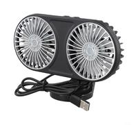 Ventilateur USB à double tête réglable à 360 degrés pour voiture et camping-car, trois vitesses, compatible avec les sources d'alimentation USB pour une meilleure circulation de l'air (noir)