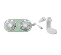 Ventilateur USB à double tête réglable à 360 degrés pour voitures et camping-cars, trois vitesses, compatible avec les sources d'alimentation USB pour une meilleure circulation de l'air (vert)