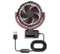 Ventilateur USB de voiture à 3 vitesses réglables avec rotation à 360 degrés pour le refroidissement dans la voiture, la maison, le bureau, avec moteur sans balais efficace et ventilateur à cinq lames