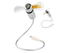 Ventilateur USB portable | Affichage de la température de l'horloge | Design col de cygne flottant pliable avec éclairage doux pour salon, camping-car, tente, camping, trajets et voyages
