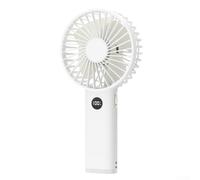 Ventilateur USB portable avec contrôle du flux d'air réglable, indicateur d'autonomie de la batterie et fonction veilleuse (blanc)
