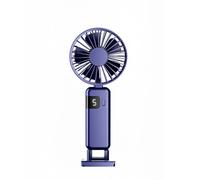 Ventilateur USB portable pliable avec écran numérique, style suspendu au cou et 5 commandes de vitesse pour un refroidissement personnalisable pendant les activités quotidiennes (bleu)