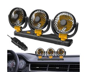 Ventilateur USB pour tableau de bord, ventilateur rotatif 12 V 24 V avec trois têtes - Refroidisseur indispensable pour les voyages sur la route, deux modes de refroidissement grand angle pour temps