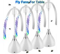 Ventilateurs anti-mouches pour tables, ventilateur répulsif à pales souples, alimenté par USB ou piles, silencieux et portable, pour pique-nique, barbecue, fête 2pcs-White