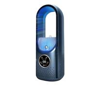 Ventilateurs colonne avec purificateur d'air, Ventilateur Colonne Sans Pale avec Lumière LED, 6 Vitesses, Tactile, Minuterie 6H, Effet Spray, Ventilateur Tour Silencieux pour Maison et Bureau (Bleu)