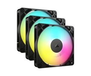 Ventilateurs Corsair RS120 ARGB 120mm Boitier PC, 420-2100 RPM, 13.3-72.8 CFM, 0.2-4.15 mmH2O, 10-36 dBA, 4-Pin, Kit de 3