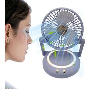 Ventilateurs De Bureau Silencieux Compacts | Ventilateur Personnel Portable de Rafraîchissement | Rafraîchisseur d'Air Pliable Rechargeable avec Éclairage LED, Gadgets Oscillants pour Voyage
