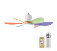 Ventilateurs de Plafond avec Éclairage et Télécommande, Plafonniers LED avec 6 Pales, RGB Dimmable en 3 Couleurs, Minuterie, Ventilateur Silencieux avec Lampes, 3 Vitesses pour Chambre, Salon, Cuisine