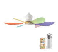 Ventilateurs de Plafond avec Éclairage et Télécommande, Plafonniers LED avec 6 Pales, RGB Dimmable en 3 Couleurs, Minuterie, Ventilateur Silencieux avec Lampes, 3 Vitesses pour Chambre, Salon, Cuisine