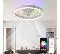 Ventilateurs de Plafond avec Lampe Intégrée 50cm Ventilateur Plafond avec Lumiere RGB & LED 3 Couleurs Dimmable Ventilateur Plafond Silencieux avec Télécommande & APP 6 Vitesses pour Salon Chambre