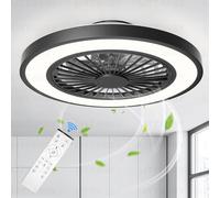 Ventilateurs de plafond avec lumières et télécommande, 55,9 cm, sans pales et à intensité variable, ventilateur de plafond moderne à profil bas avec lumière pour chambre à coucher, cuisine, salon