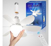 Ventilateurs de plafond avec lumières et télécommande, plafonnier avec extension et 6 pales supportées, fonctionnement silencieux à 3 vitesses, changement de couleur en 3 modes, éclairage de plafond